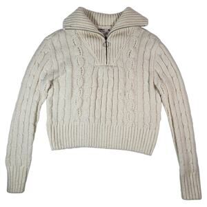 Sincerely Jules Cable Knit 1/4 Zip Sweater Small Boho Cottagecore Festival Cozy